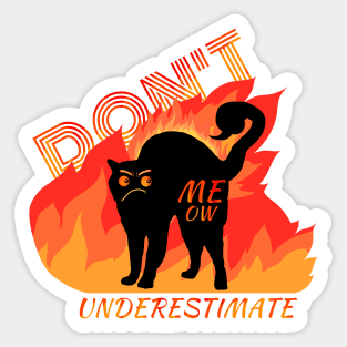 Angry Black Cat with Flames Design Sticker